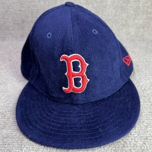 Boston Red Sox New Era Fitted Hat Mens 7 1/2 Navy Blue Cooperstown MLB Wool